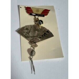 Lions Club Pin -1993 Japan Gold Etched Fan with Tassel and Bell